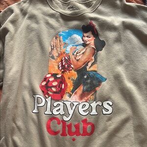 Fashion Nova Tan 'Players Club' Graphic Sweatshirt